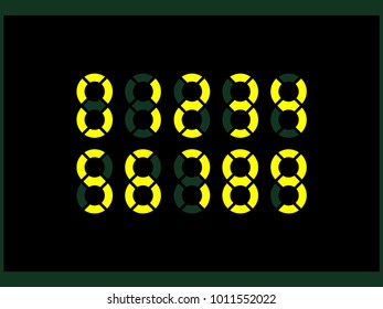 Symbols of digits to the neon lights of electronic devices consisting of two circles