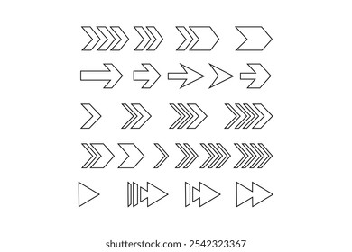 Symbols or a directional arrow sign set design line art, Arrow And Cursor Icons