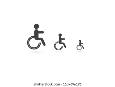 Symbols of the disabled sit on a wheelchair. On a white background.Disabled handicap icon.