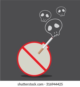 Symbols do not smoke bombs. Burning Cigarette with Smoke Skull