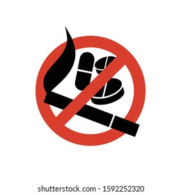 Symbols do not smoke, no drugs. Icons vector illustration