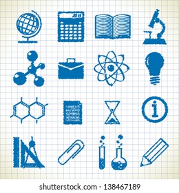 symbols of education. icons in the style of the sketch. eps8