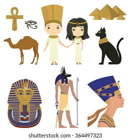 Symbols of Egyptian culture. Egypt. Vector set