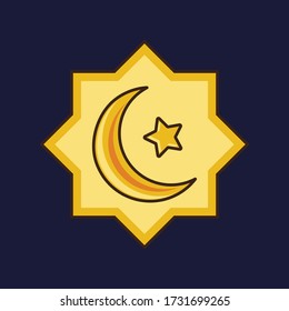 Symbols of Eid Mubarak / Ramadan Moon Star Sun Vector Design