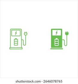 symbols for electric cars and gasoline cars icon set. Electric energy vs petrol oil. vector illustration in flat style modern design. Clean energy in the future.