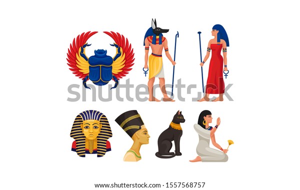 Symbols Elements Attributes Sacred Animals Ancient Stock Vector 