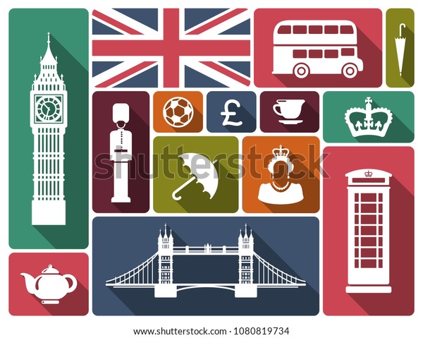 Symbols England London Shadow Stock Vector (Royalty Free) 1080819734 ...