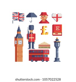 Symbols England Pixel Art Set Part Stock Vector (Royalty Free ...