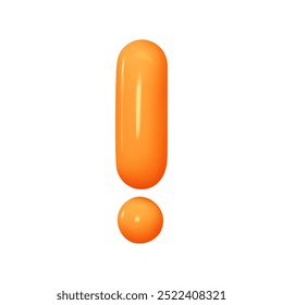 Ponto de exclamação de símbolos. Sinal cor macia laranja. Design 3d realista em estilo de balão de desenho animado. Isolado sobre fundo branco. ilustração vetorial