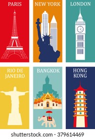 Symbols of famous cities. Vector