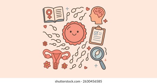 símbolos do bem-estar feminino, ilustração vetorial