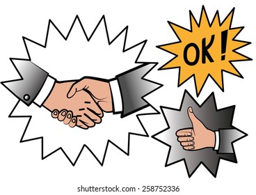 Symbols in the form of hand-to-comic style