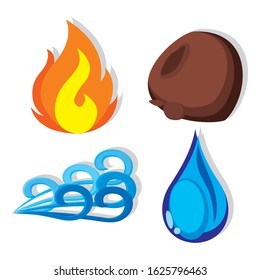 Symbols of four elements - water, fire, air and earth vector
