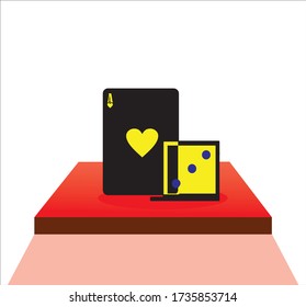 symbols in the game are a mix of cards and dice. vector illustration