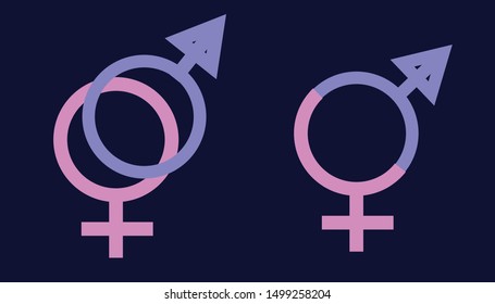 Symbols of gender concept vector flat poster design. male and female gender symbols.