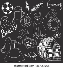 Symbols of Germany hand drawn