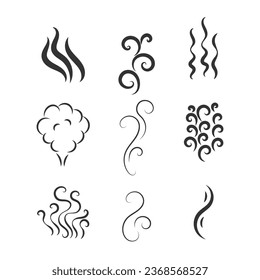 Symbols of glasses of hot drinks on white background. Fragrances evaporate icons. Smells line icon set, hot aroma, smells or fumes. Coffee cup icon. Vector illustration doodle hand drawn, EPS 10.