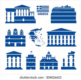 Symbols of Greece. Vector on white background.