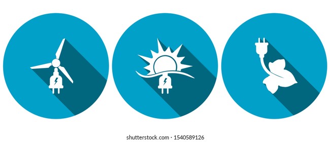 Symbols for green energy, wind energy and solar energy