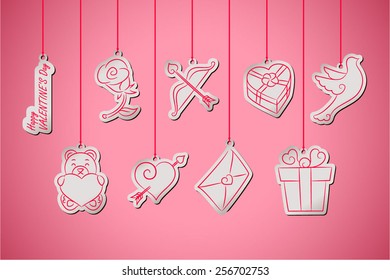 Symbols of hanging role for valentines day