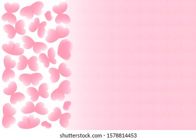 Symbols of happy lovers for Valentine's day, weddings, greeting card design, birthday.Flying pairs of hearts.Pink background, the tone changes in one click with the color of the top layer.Copyspace