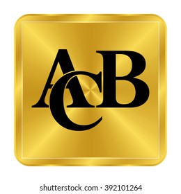 symbols heap of alphabet - black vector icon;  gold button
