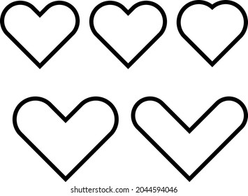 Symbols of hearts in various proportions.