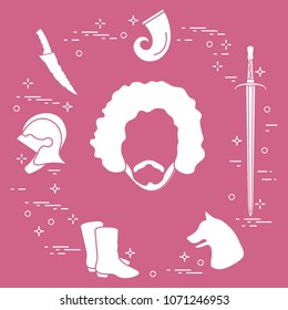 Symbols and heroes of the popular fantasy television series. Art and cinema theme.
