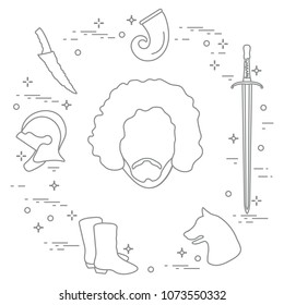 Symbols and heroes of the popular fantasy television series. Art and cinema theme.