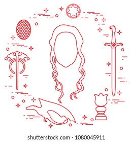 Symbols and heroes of the popular fantasy television series. Art and cinema theme.