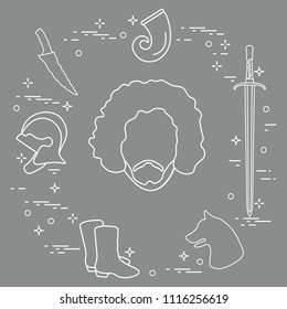 Symbols and heroes of the popular fantasy television series. Art and cinema theme.