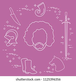 Symbols and heroes of the popular fantasy television series. Art and cinema theme.