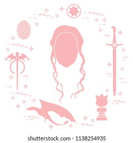 Symbols and heroes of the popular fantasy television series. Art and cinema theme.