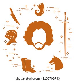 Symbols and heroes of the popular fantasy television series. Art and cinema theme.