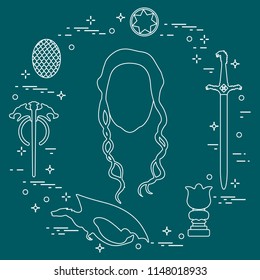 Symbols and heroes of the popular fantasy television series. Art and cinema theme.
