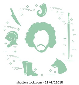 Symbols and heroes of the popular fantasy television series. Art and cinema theme.
