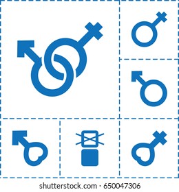 Symbols icon. set of 6 symbols filled icons such as cargo only in box allowed, male, woman, male and female