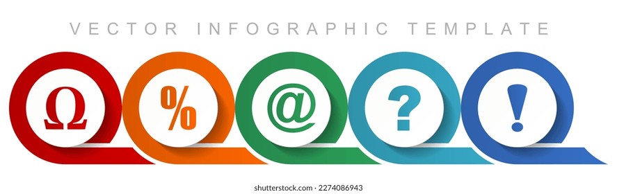 Symbols icon set, miscellaneous icons such as omega, percent, at, question mark and exclamation sign for webdesign and mobile applications, flat design infographic vector template in eps 10