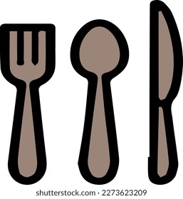 symbols icons of cooking utensils in the kitchen such as knives, ladle, toaster, egg whisk etc.
