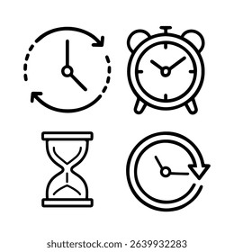 Symbols and Icons Representing Time Management and Accurate Measurement Techniques