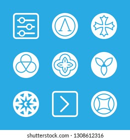 symbols icons set with astrology, right arrow square outlined button and rune vector set
