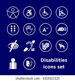 Symbols icons set of different disabilities, accessibility icons