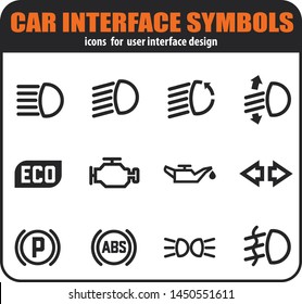 Symbols icons set isolated for car interface design