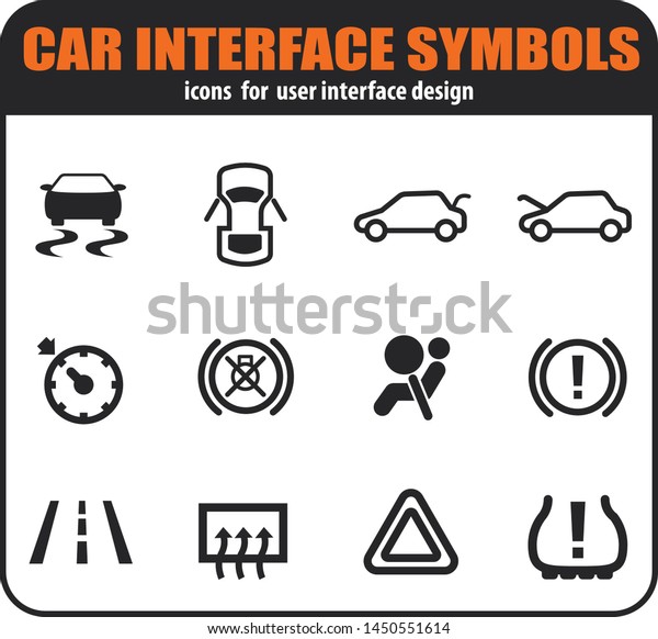Symbols icons\
set isolated for car interface\
design