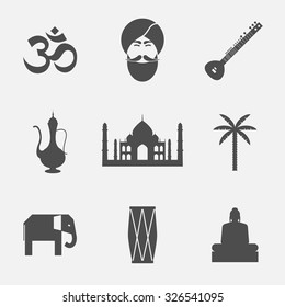 Symbols of India. Characteristic icons