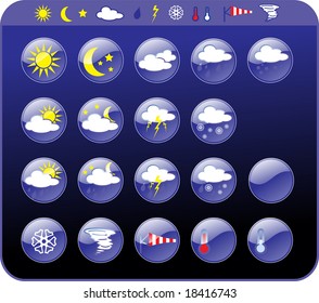 Symbols for the indication of weather. Vector illustration.