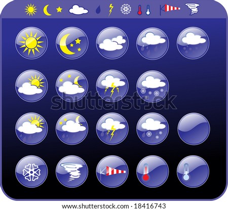Symbols for the indication of weather. Vector illustration.
