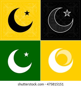 islamic moon images stock photos vectors shutterstock https www shutterstock com image vector symbols islam moon star 475815151