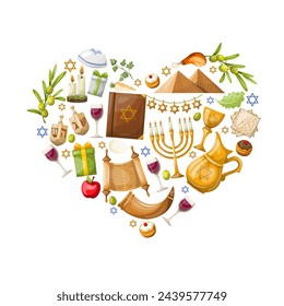 Symbols of Israeli religious holidays. Freehand drawing isolate on a white background. Vector.