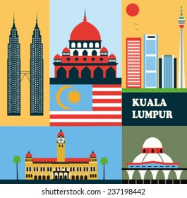 Symbole von Kuala Lumpur Malaysia. Vektorgrafik